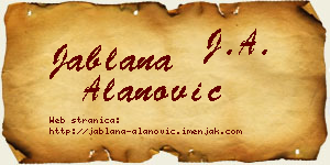 Jablana Alanović vizit kartica